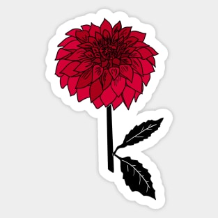 Red Dahlia Flower Sticker